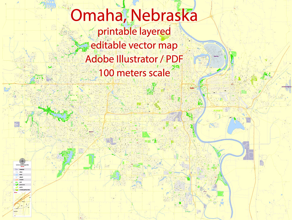 Omaha City Limits Map Omaha PDF Map, Nebraska, US, exact vector Map street GVie… Flickr