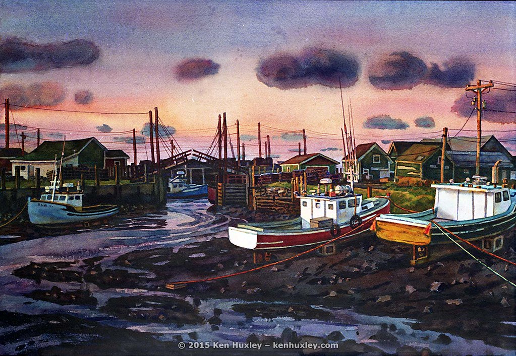 Boats at Low Tide Under Purple Dawn Sky, Yarmouth, Nova Sc… Flickr