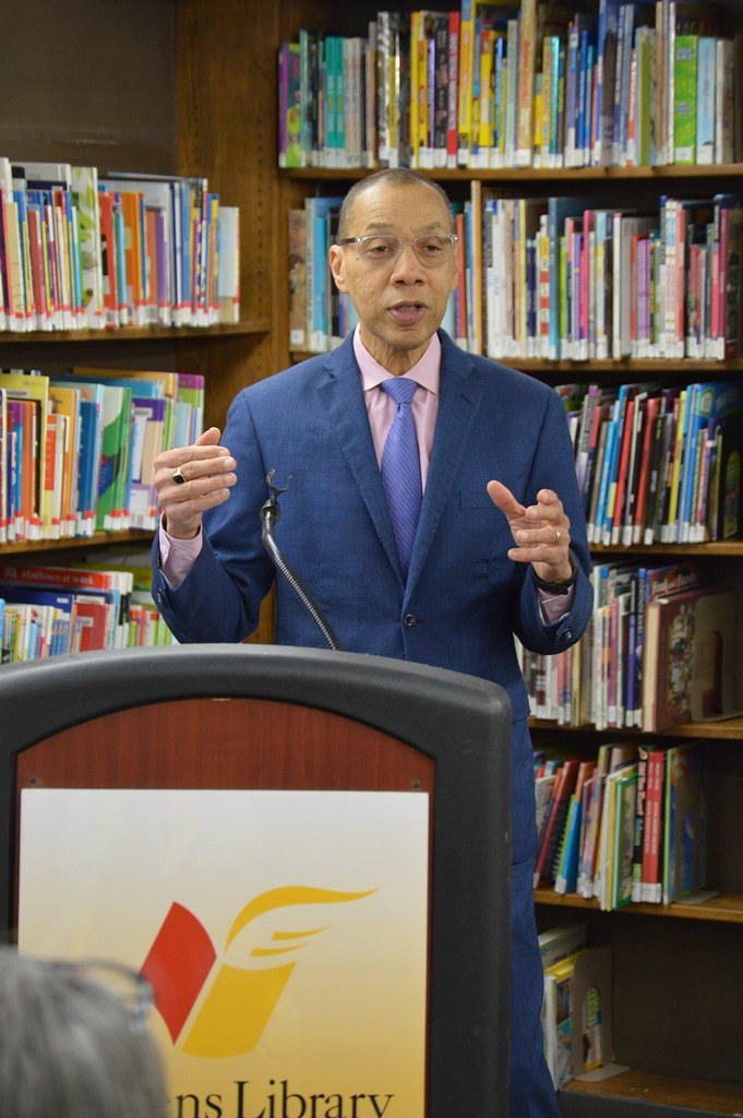 Astoria Library funding announcement Costa Constantinides Flickr