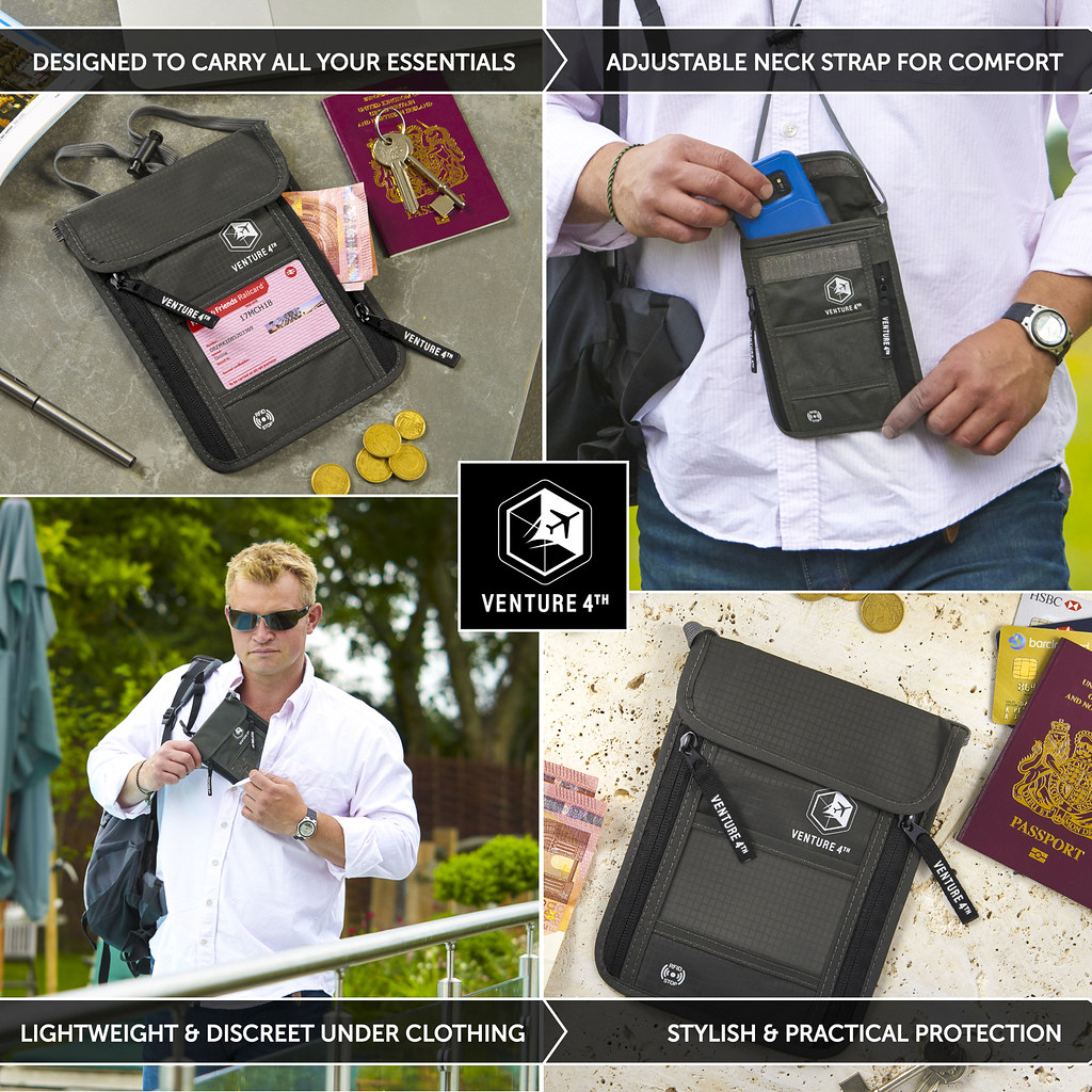 Grey Neck Wallet Under shirt neck wallet with RFID protect… Flickr