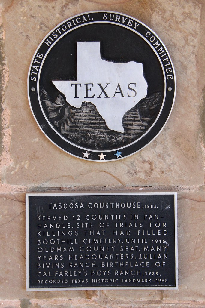 Oldham County Courthouse Historic Marker (Tascosa, Texas) a photo on