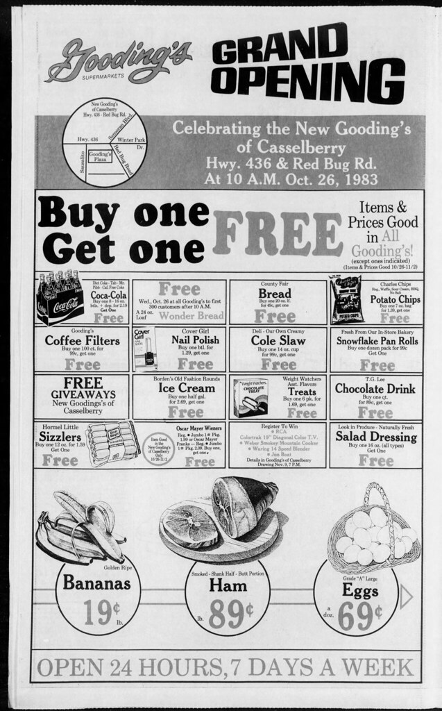 Casselberry Gooding's grand opening ad (October 26, 1983) Flickr