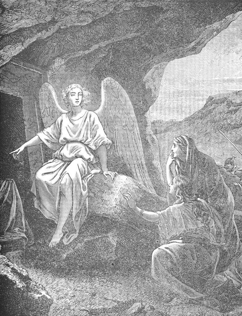 An Angel appears to the women at the tomb, saying that Jesus is alive