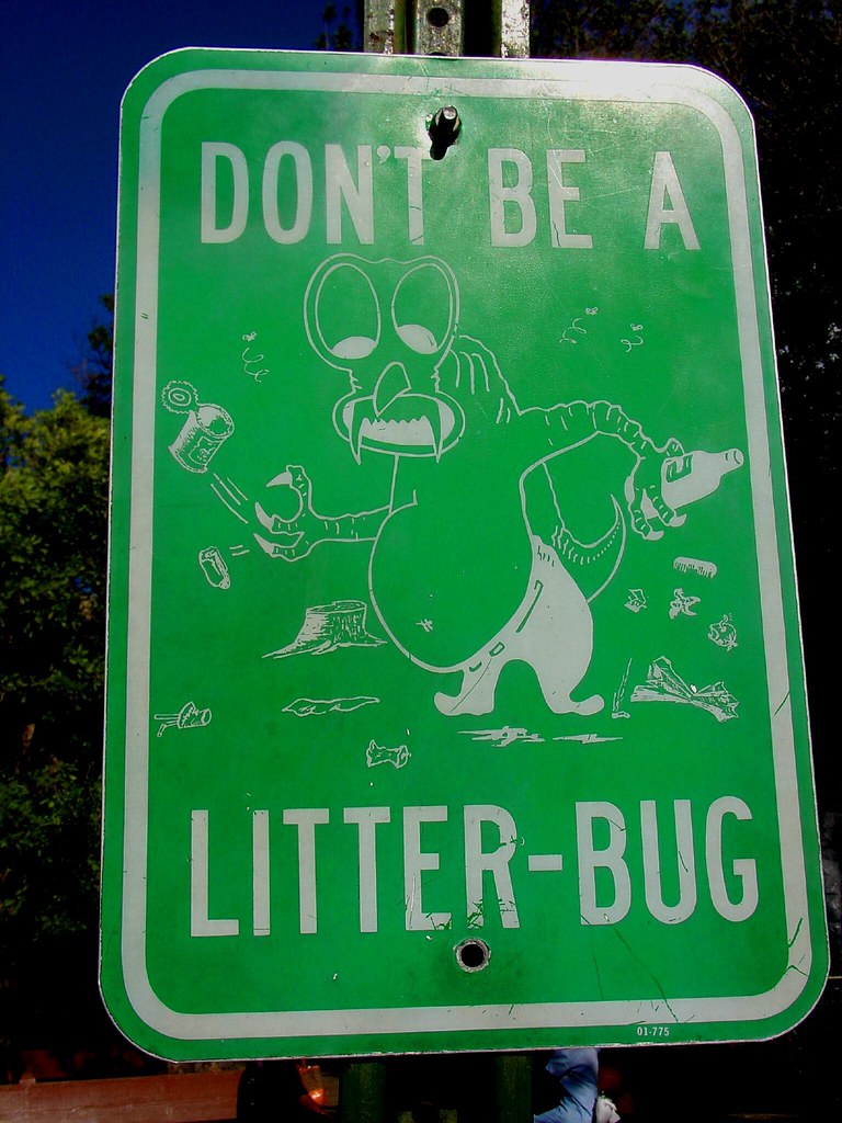 Varieties of homoinsectum quisquiliae Litterbug Signage