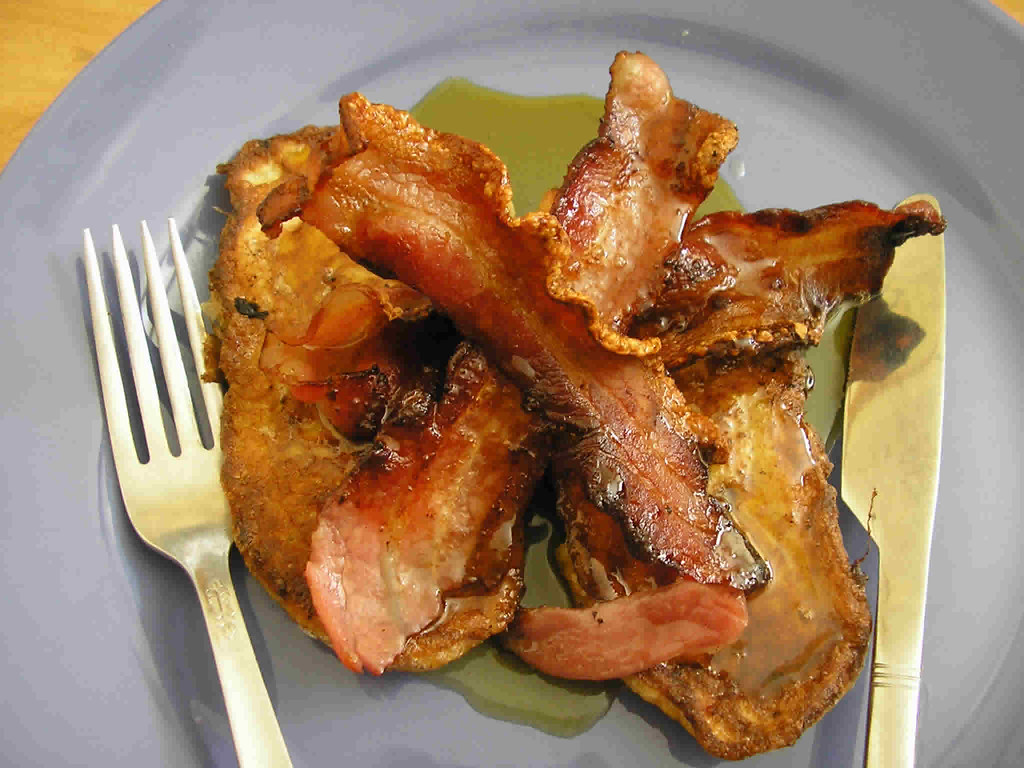 Canadian French Toast With streaky bacon and maple syrup. Flickr