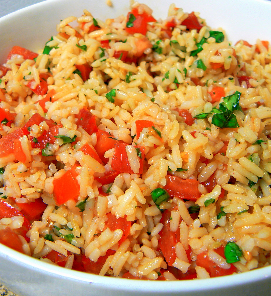 Brown Rice, Tomatoes and Basil Recipe Blogged at crazyjam… Flickr