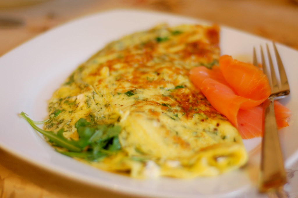 Herb Omelette with Goat Cheese and Arugula gourmetaddict.w… Flickr