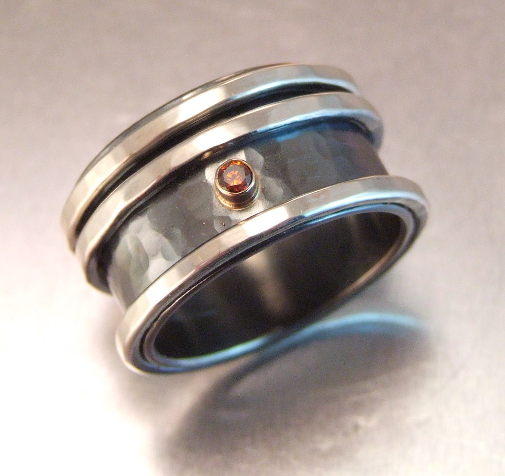 INDUSTRIAL WEDDING BAND SET Sterling silver, 14k gold, cog… Flickr