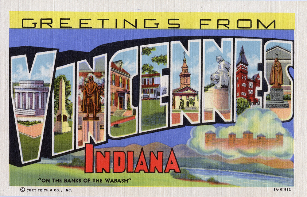 Greetings from Vincennes, Indiana, "On the Banks of the Wabash" Large