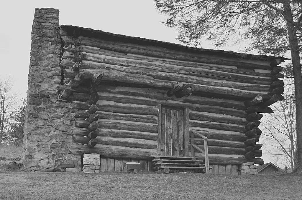 cabin_b&w cabin at Crab Orchard Museum at Tazewell Va. Sam Spangler