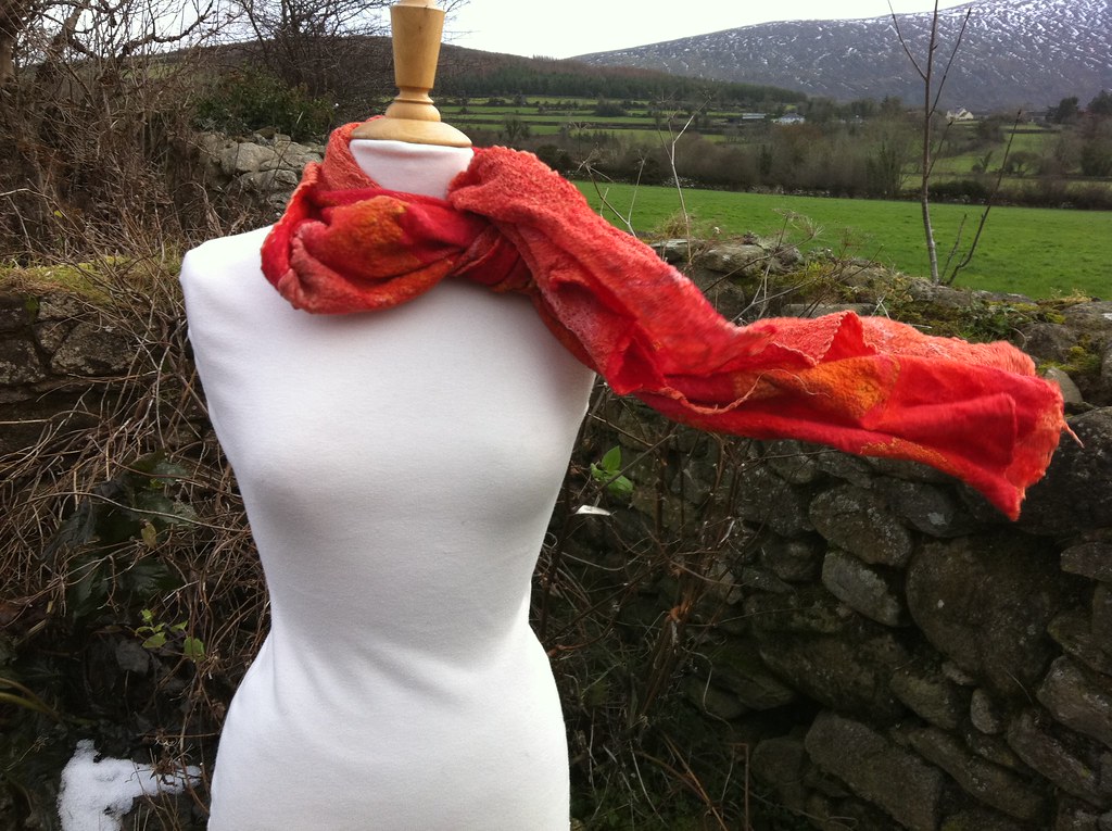 Merino, silk and cotton gauze wrap This nuno felt wrap is … Flickr