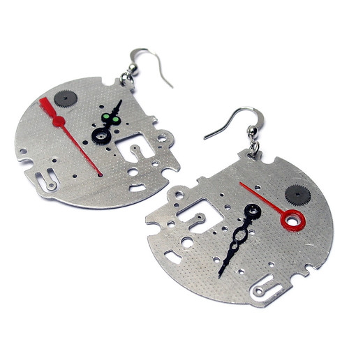 Clock Innards Eearrings Alarm clock "mainboards" combined … Flickr