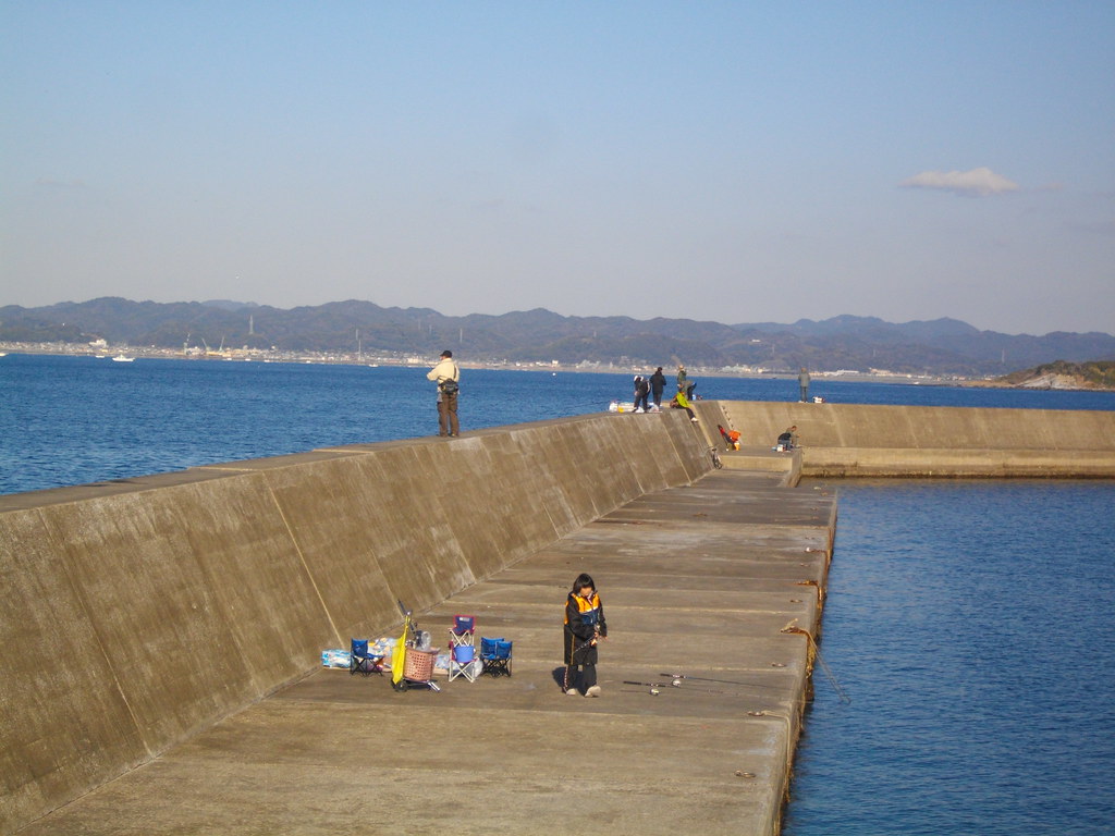 千葉県房総半島舘山の釣りポイント 千葉県房総半島舘山の西岬漁協近くの防波堤。家族釣り客でにぎわいます。エギングをして… Flickr