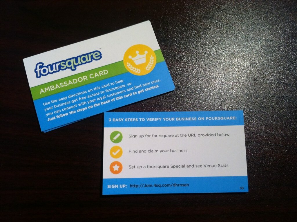 Got my official foursquare ambassador cards in the mail t
