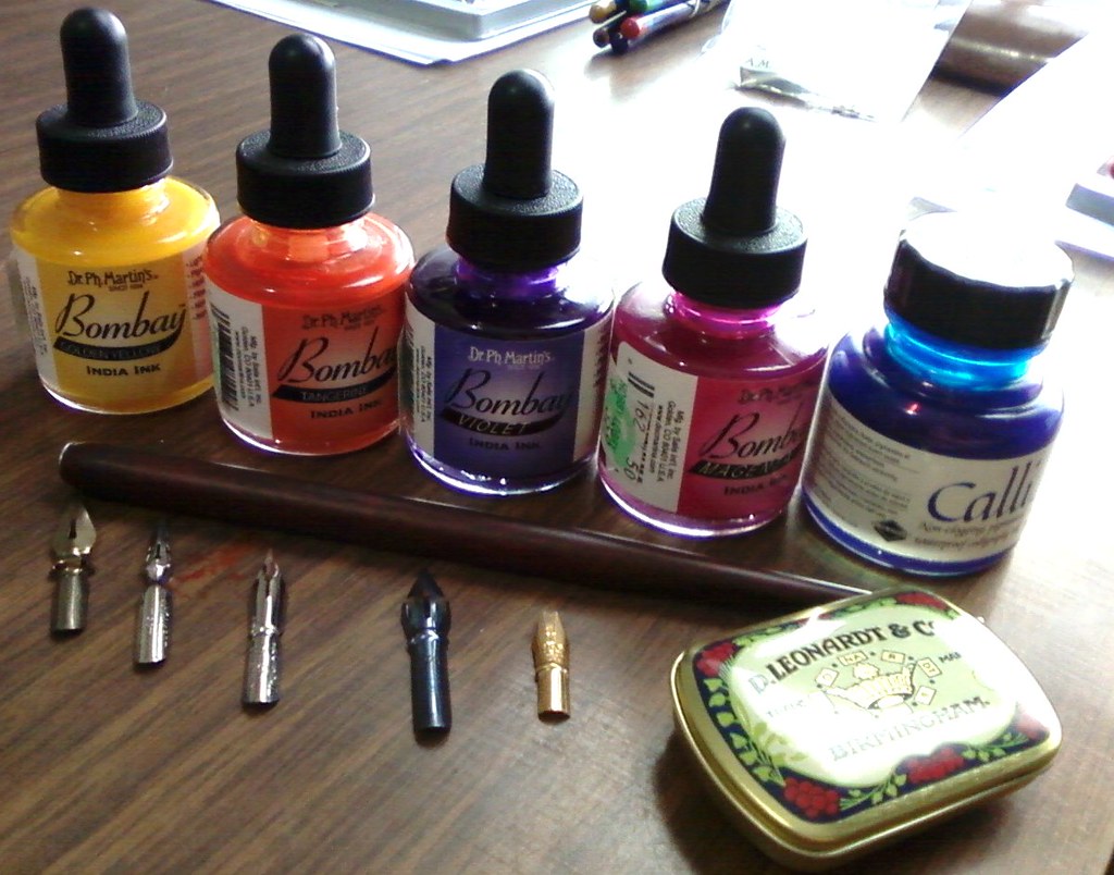New inks and calligraphy pen set Daler Rowney Calli Blue … Flickr