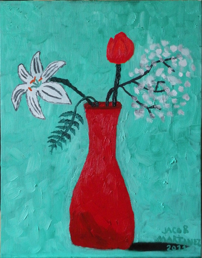 Flowers in Red Vase Painted for a friend for Valentine's D… Jacob