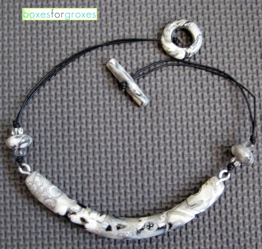 Black & White necklace Mokume gane with black, white, silv… Flickr