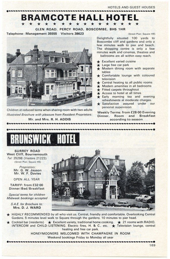1977 Bournemouth Guide page 169 Bramcote Hall Hotel, 1 Gle… Flickr