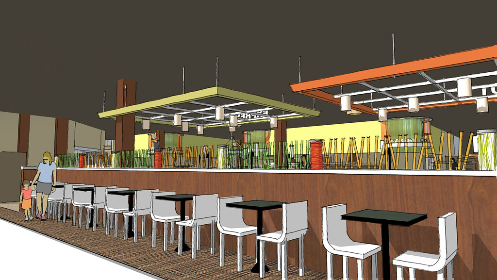 Market Interior Sketch Modern Grocery Design 3D Grocery Store