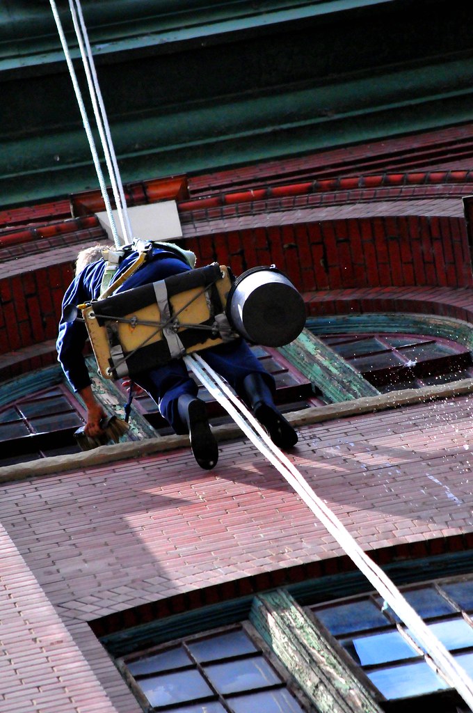 CAUTION MAN WORKING ABOVE i thiNk he threw water at me Flickr