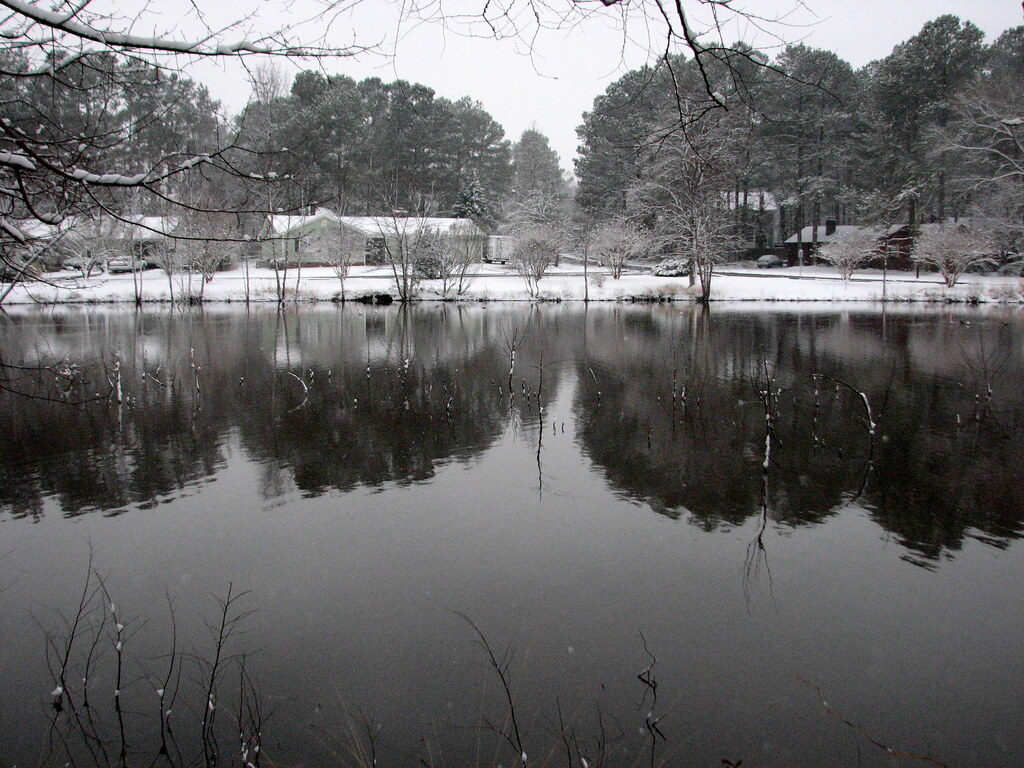 Reflection in Maynard Lake in Snow in Cary NC 4330 Flickr