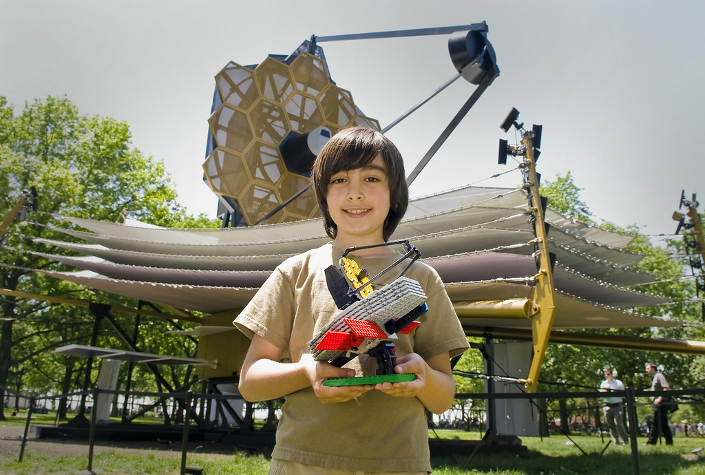 Ben Ciprios with James Webb Space Telescope LEGO model Flickr
