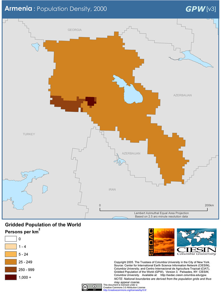 Armenia Population Density, 2000 SEDACMaps Flickr