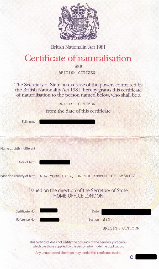 UK Naturalisation Certificate jules104 Flickr