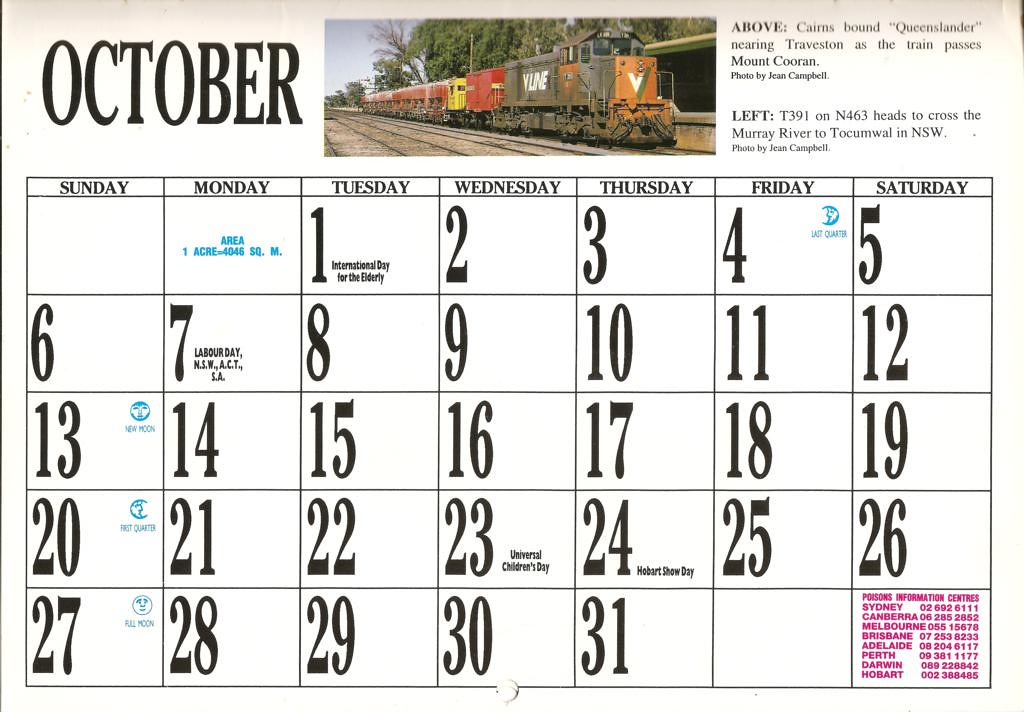 1996ATC0023 October page 1996 Australian Trains Calendar Flickr