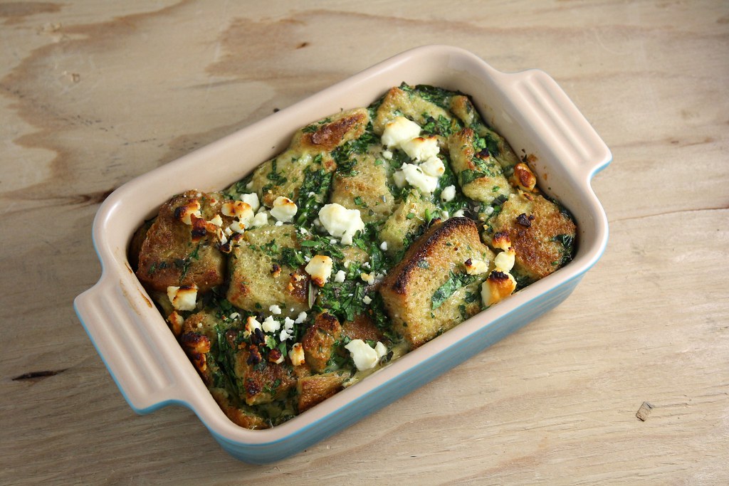 Spinach Bread Pudding with Lemon and Feta dishingupdelight… Flickr