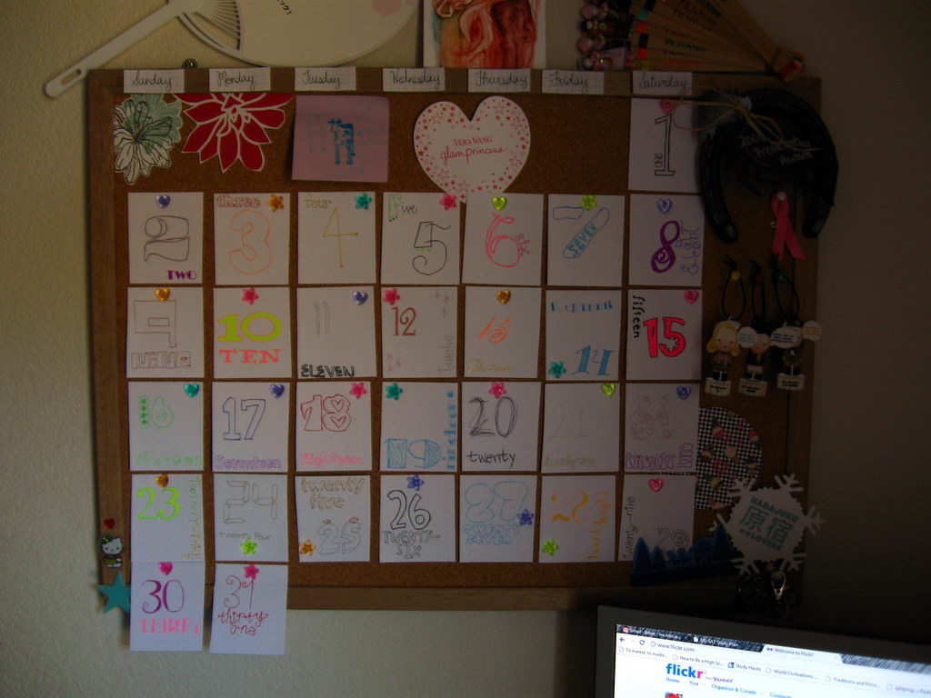 DIY calendar! Look what I made! on a bulletin board, index… Flickr