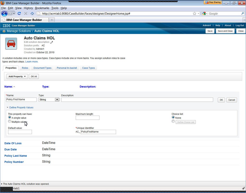 IBM Case Manager Builder define solution properties Flickr