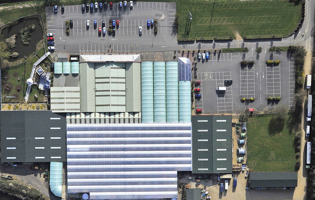 Aerial Top Closed Aerial view of waterside garden centre. … Flickr