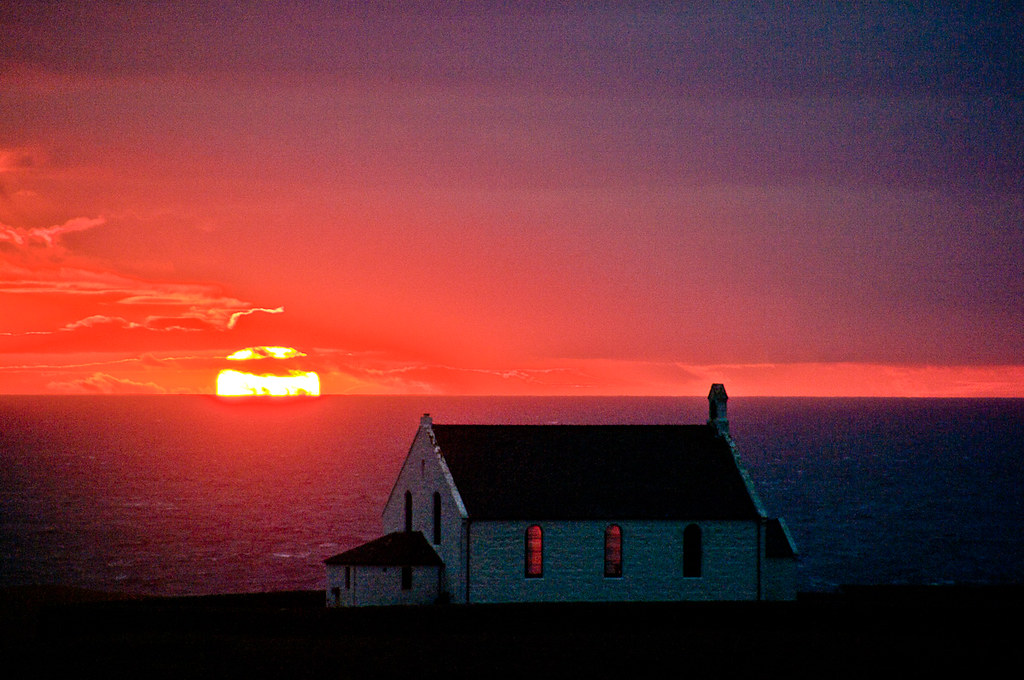 Fair Isle Kirk at sunset With an anticyclone over the UK, … Flickr
