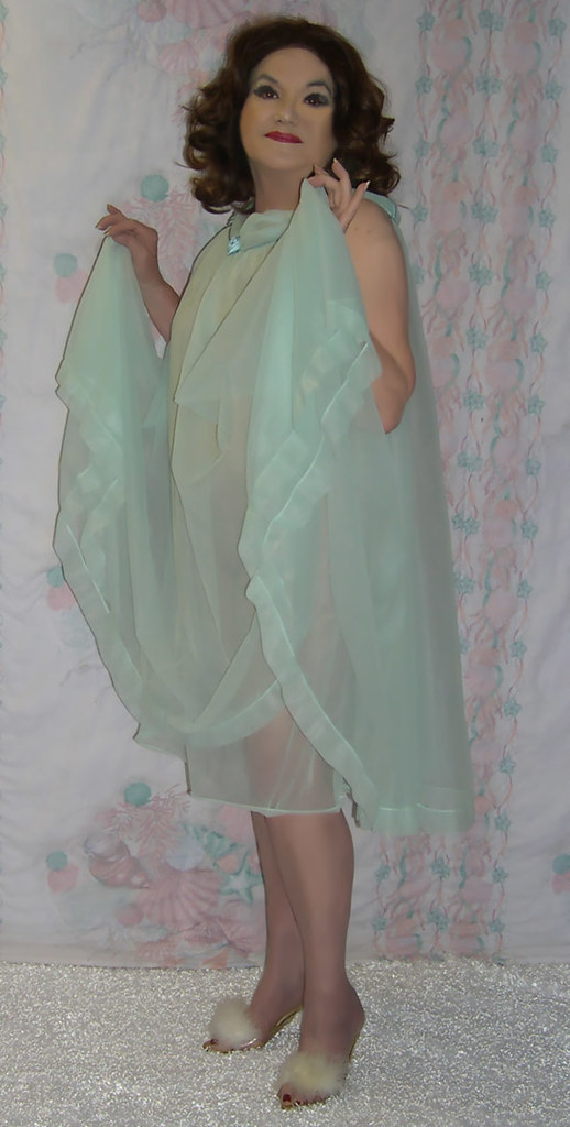 Me, sea blue green nylon nightgown. This is old set never … Flickr