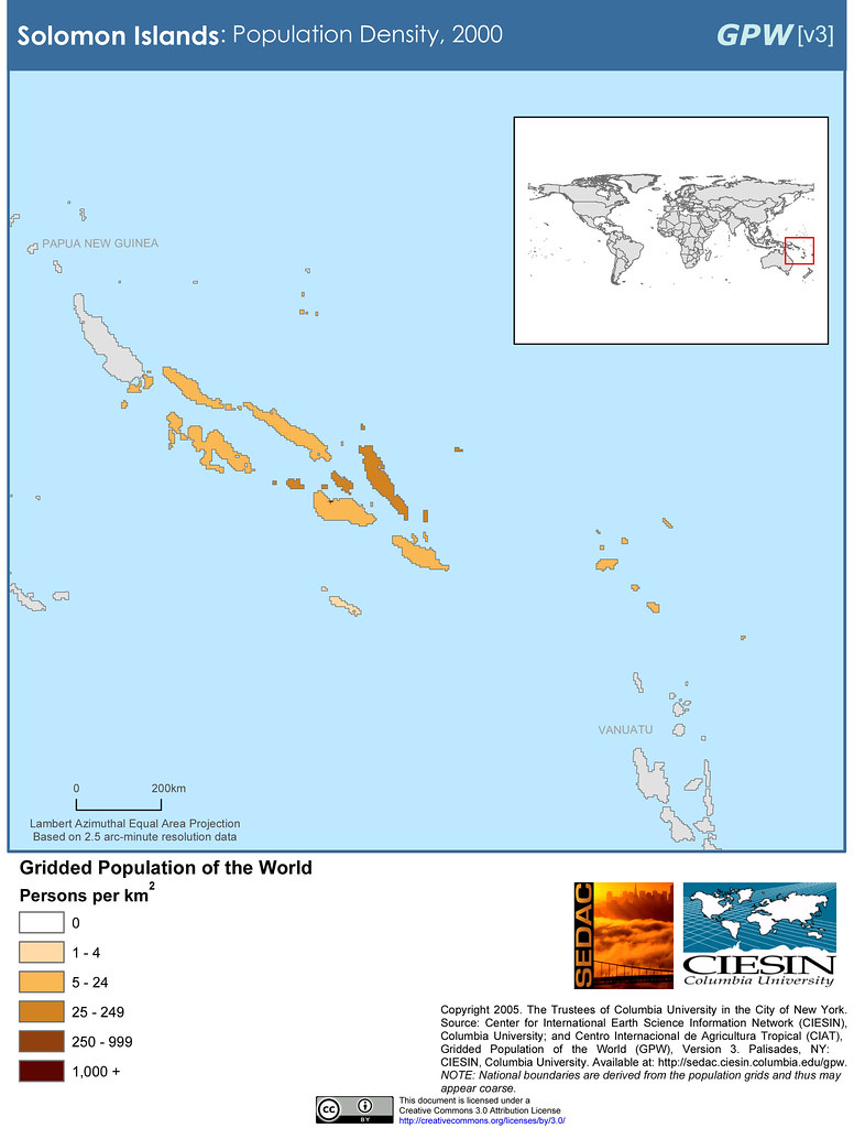 Solomon Islands Population Density, 2000 SEDACMaps Flickr