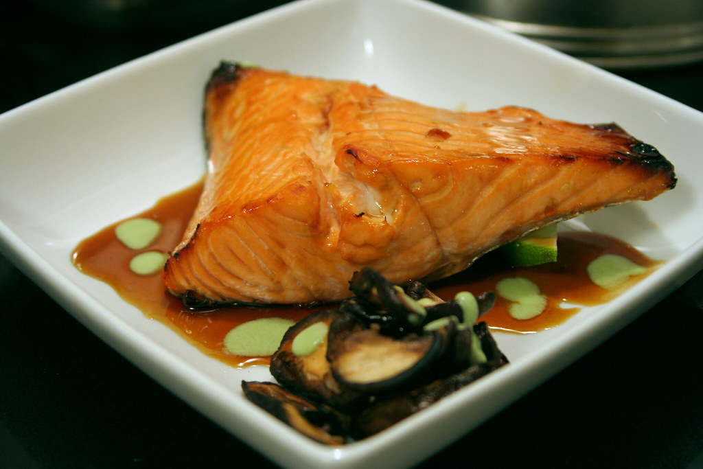 Broiled Salmon in SoyHoney and Wasabi Sauces With Shitake… Flickr