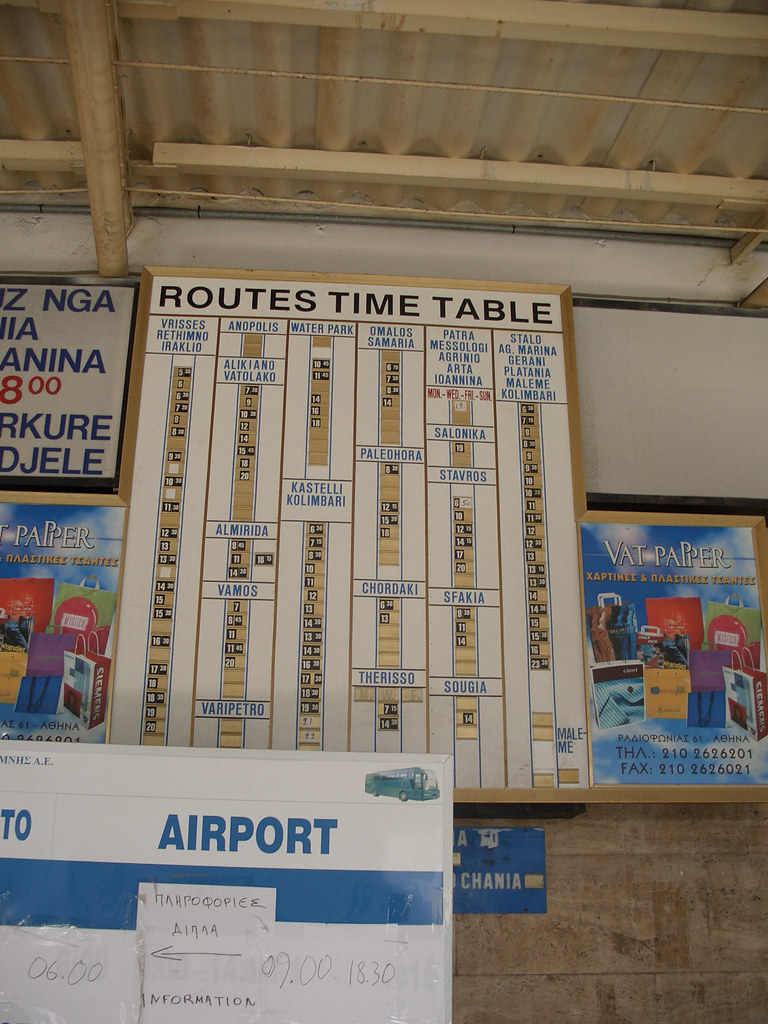 Chania bus station timetable Martin Belam Flickr