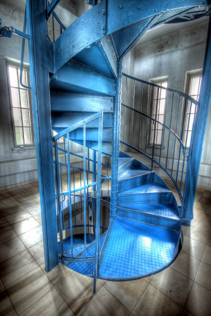blue spiral staircase in the memorial tower in Großbeeren … Flickr