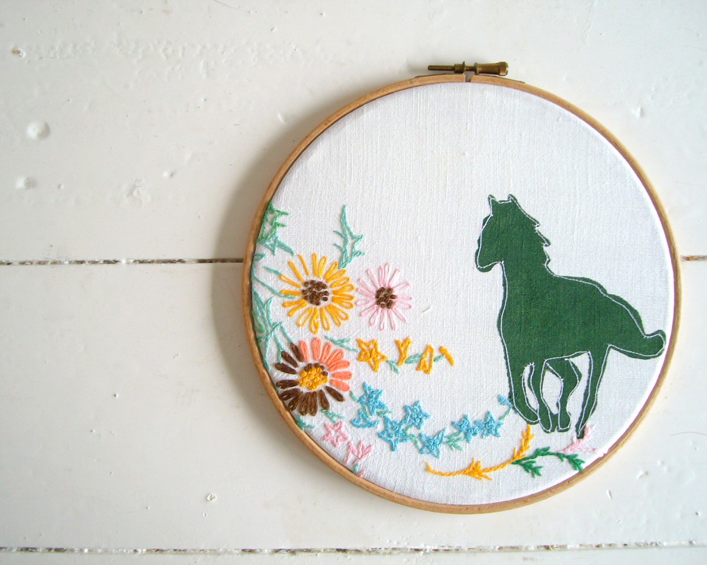 Denver Handprinted onto an embroidered vintage linen and a… Flickr