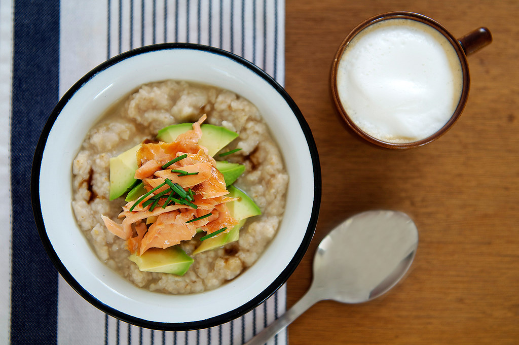 Porridge with salmon and avocado Recipe over here whatsho… Flickr