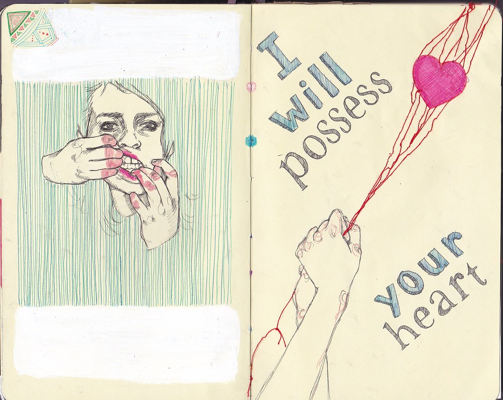 Moleskine 5 pages 9 and 10 Lyrics. And a self portrait tha… Flickr