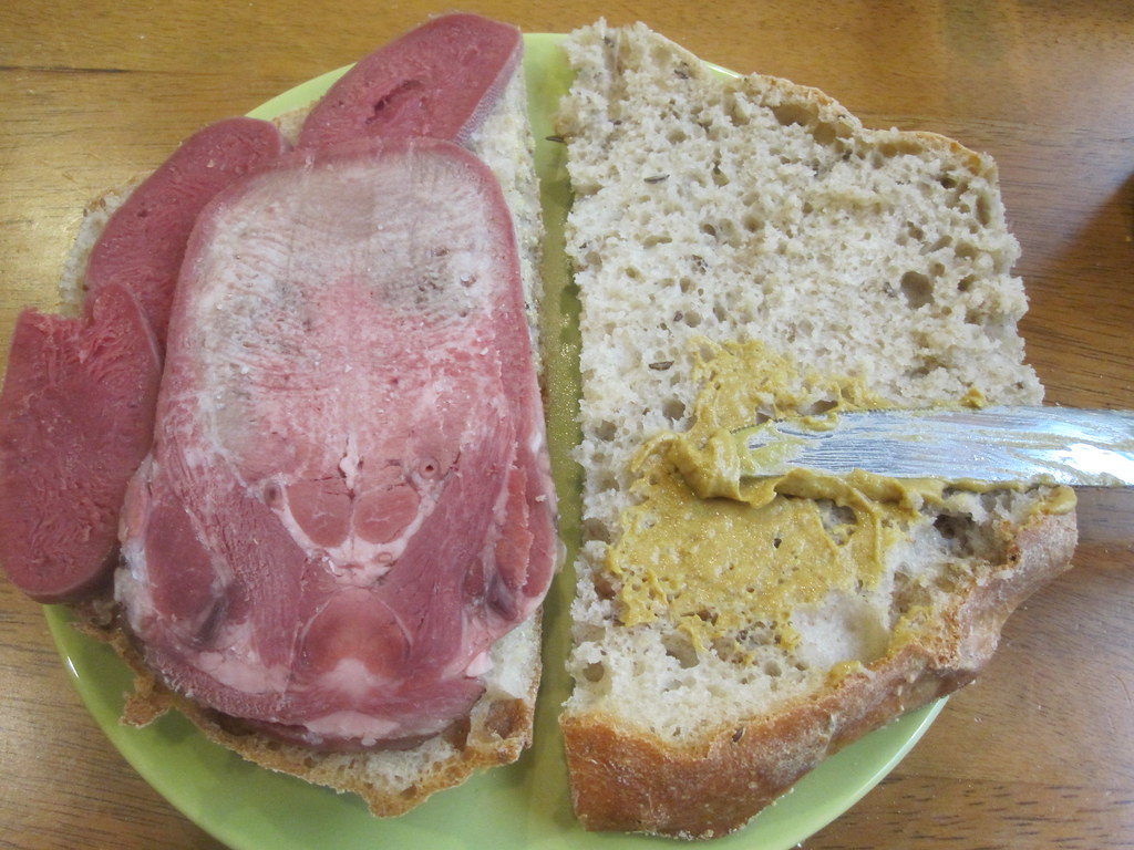 Corned beef tongue on homemade rye with spicy honey mustar… Flickr