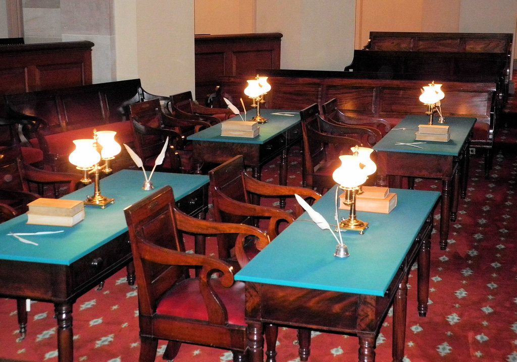 Desks in the Old Supreme Court Chamber in the US Capitol b… Flickr