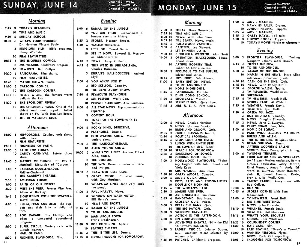 Philly TV Listings June 1953 Philadelphia television listi… Flickr