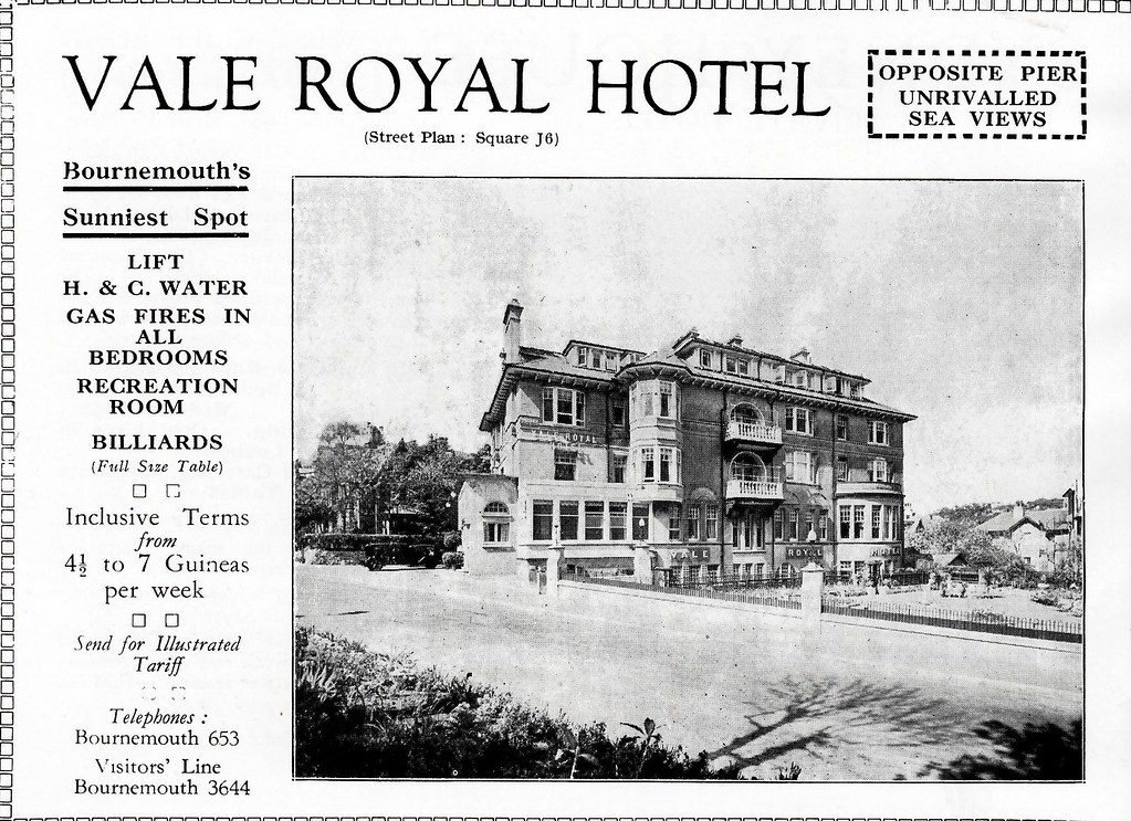 THE VALE ROYAL HOTEL. EXETER RD. BOURNEMOUTH. 1937 Flickr