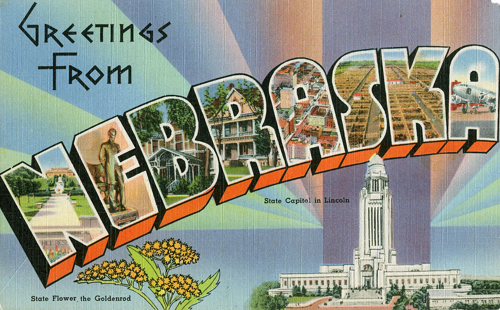 Greetings from Nebraska Large Letter Postcard a photo on Flickriver