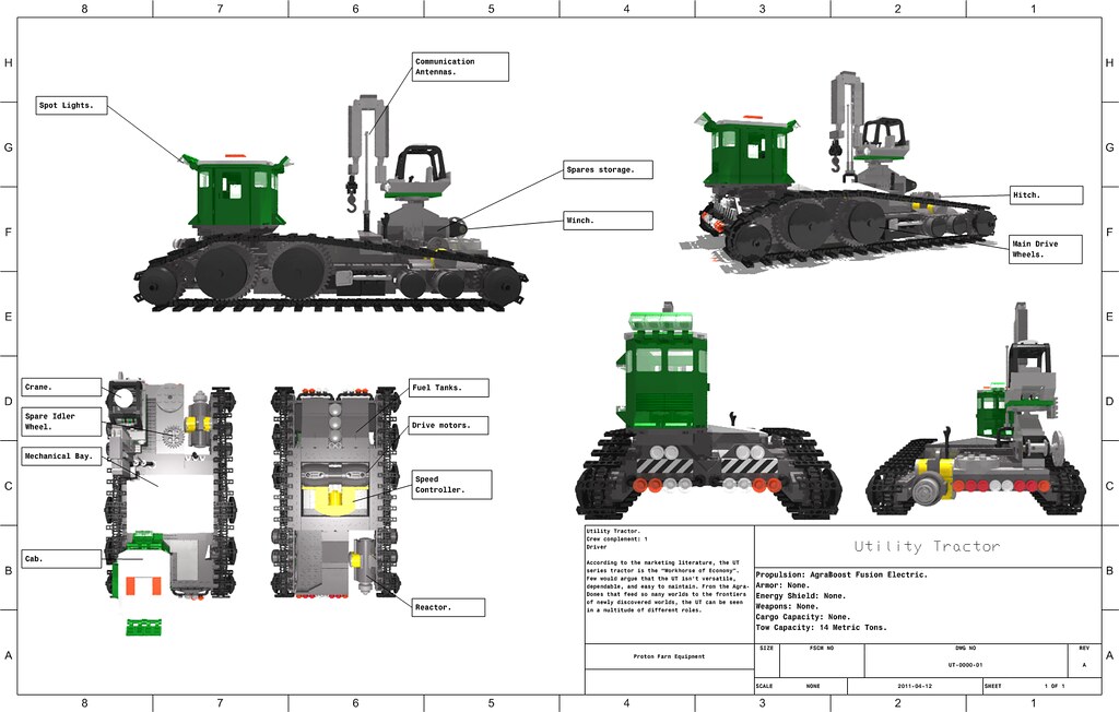 Utility Tractor Blueprint Rendering Blueprint Render. Chris
