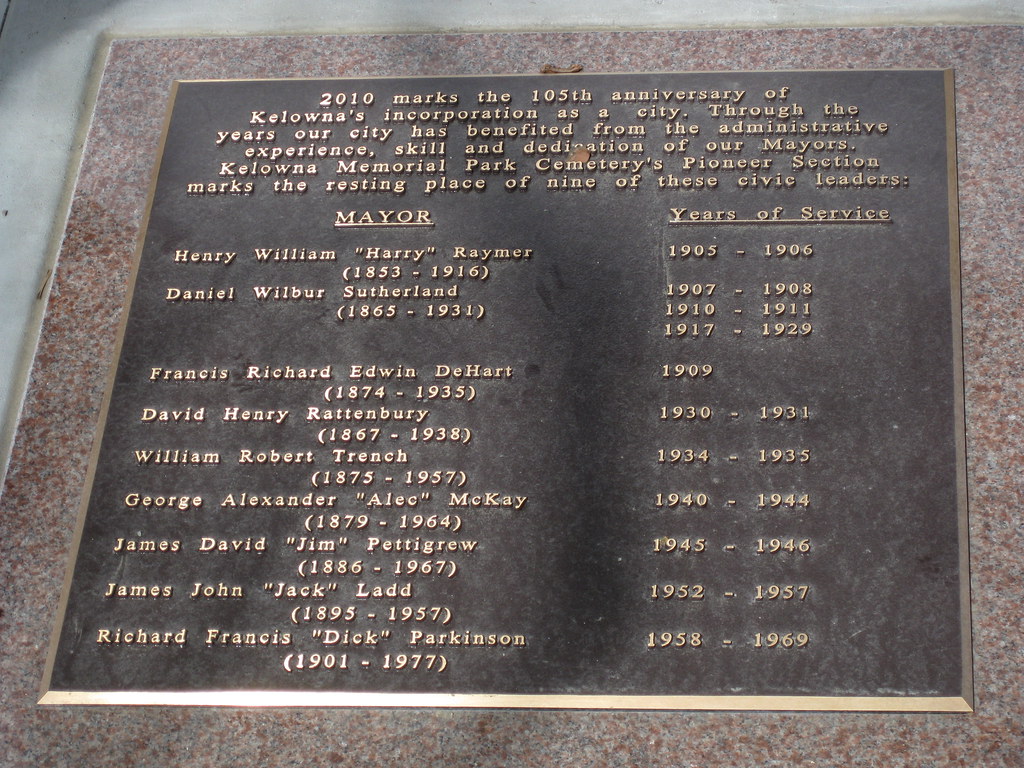 Past Chief Magistrates Plaque to former Kelowna mayors at … Flickr