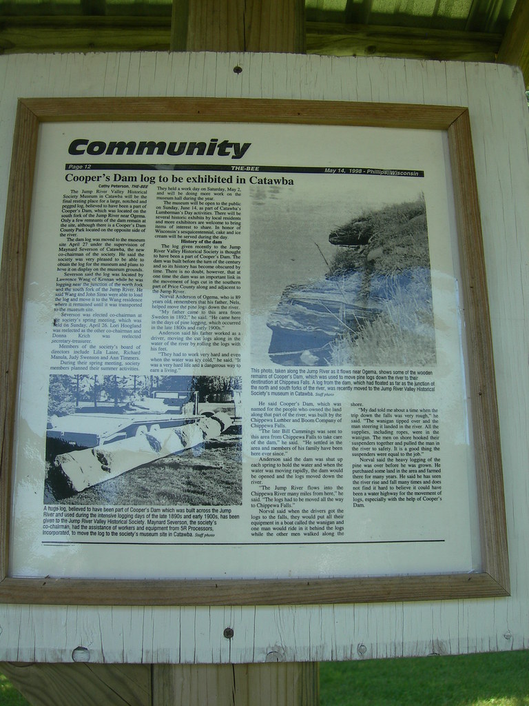 Cooper Dam Log Article Jump River Valley Museum at Catawba… Flickr